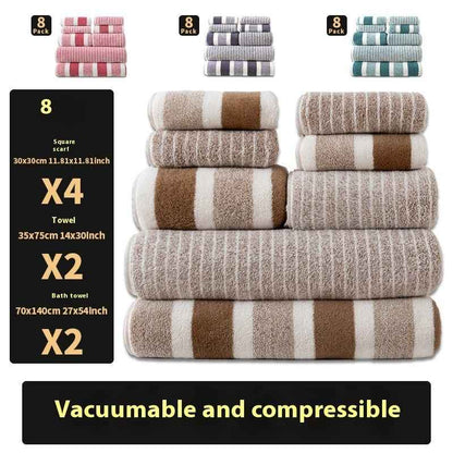 Coral Fleece Double-sided Thickened 8-piece Set Towels Square Scarf