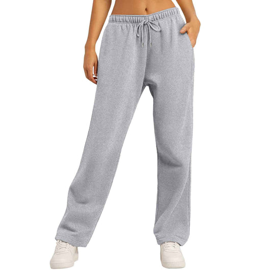 Same Style Solid Color Casual Loose Fleece-lined Trousers