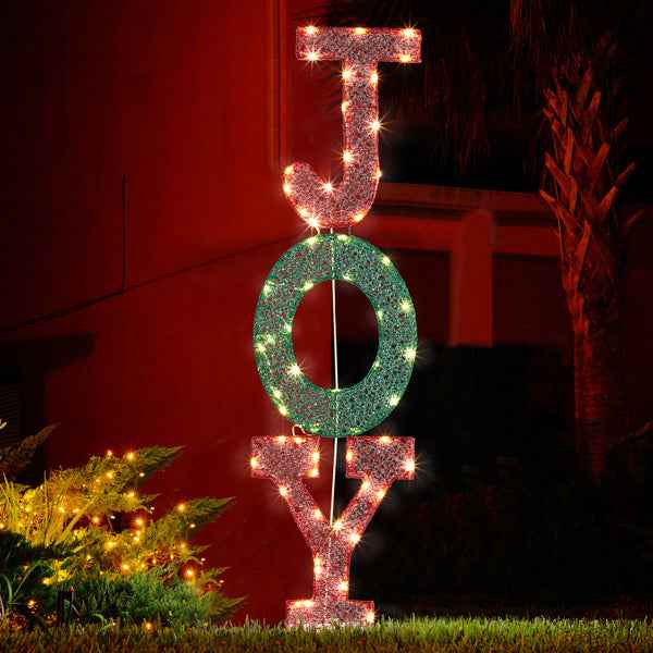 29X27X99cm JOY Letter 2D Warm White Light - Mesh Powder Christmas Lighting - DropOnline.co