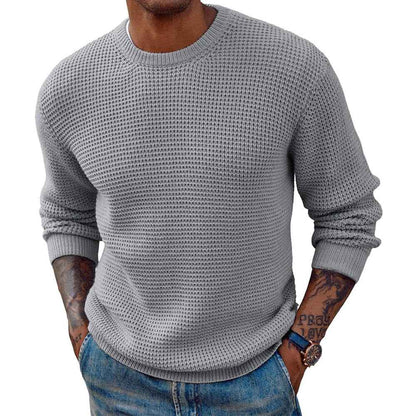 New Solid Color Round Neck Sweater Pullover Men's Clothing