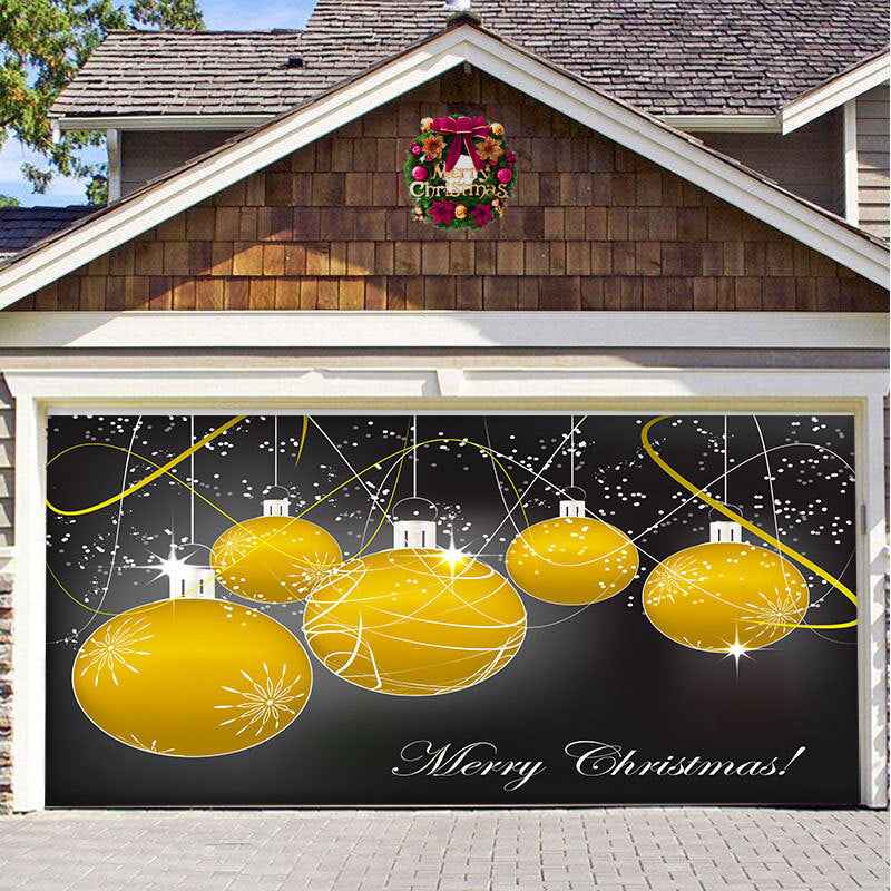 Christmas Garage Door Cover - Polyester Background Hanging Cloth Holiday Party Decoration - DropOnline.co