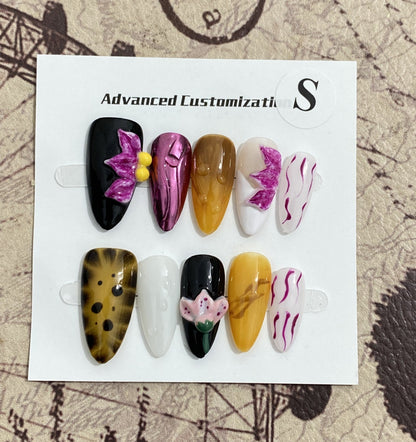 Three-dimensional Carved White High-grade Mid-length Manicure Wear Nail - DropOnline.co