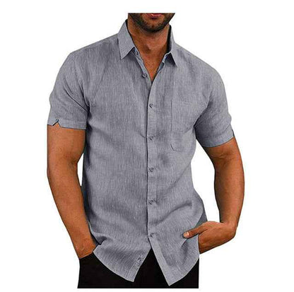 Men's Short Sleeve Summer Solid Shirt - Casual Loose Fit Tee