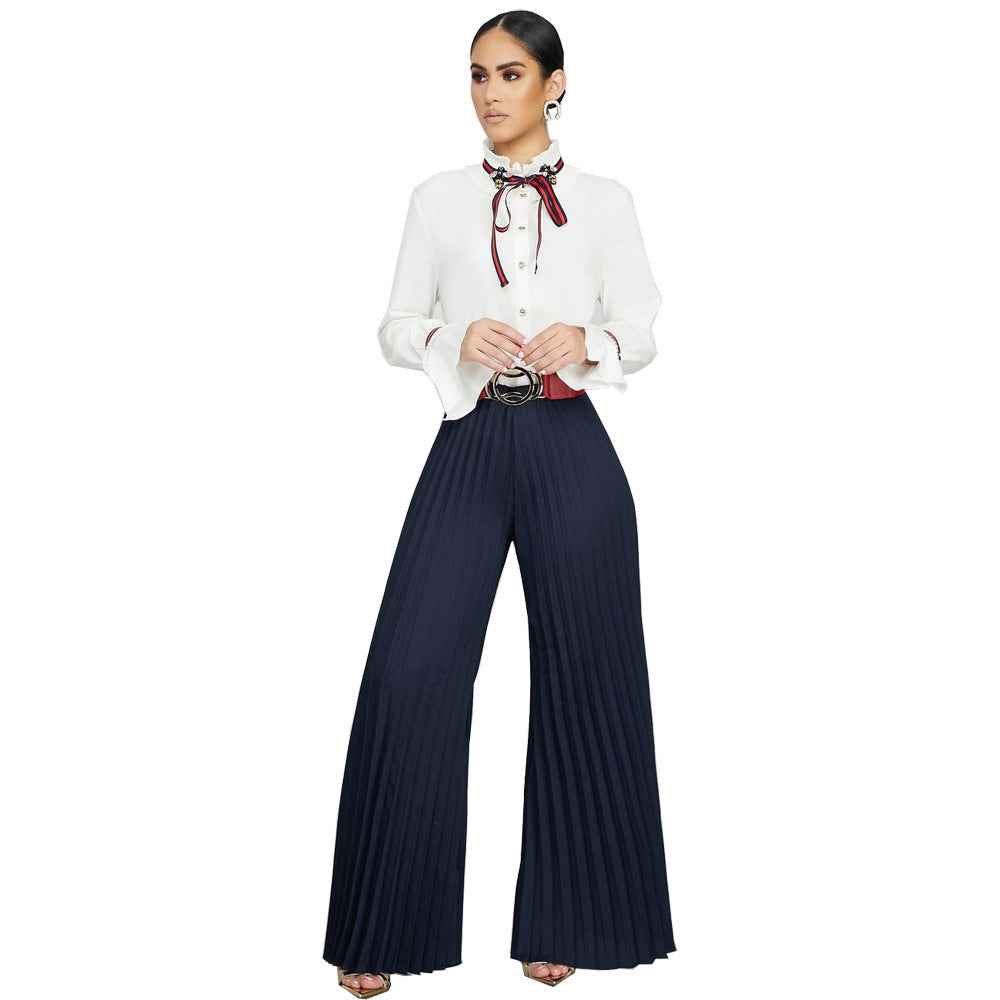 Fashionable Casual Pleated Wide-leg Women's Pants