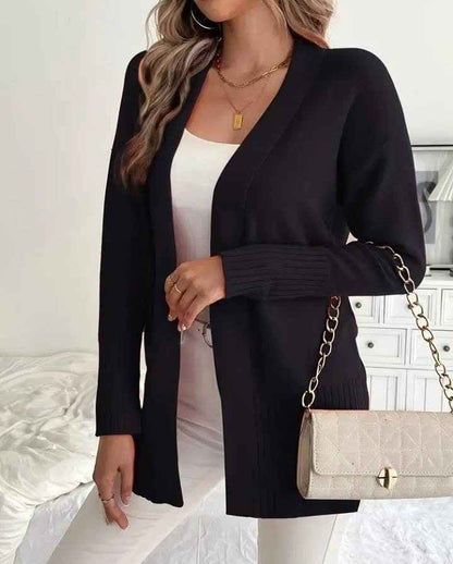 European And American Plus-size Women's Solid Color Large Pocket Sweater Coat
