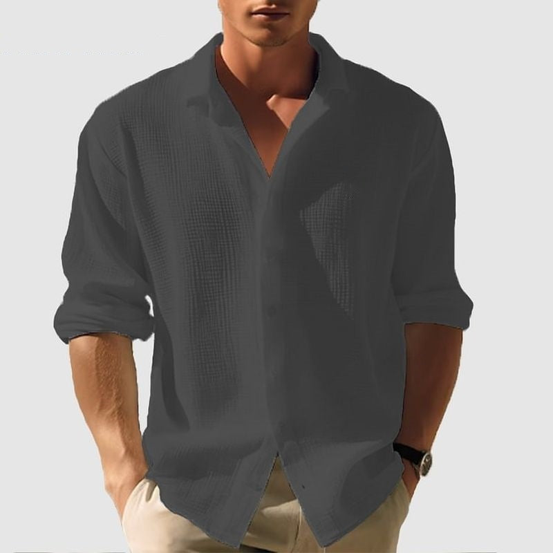 Men's Professional Business Shirt - Long Sleeve Single Breasted