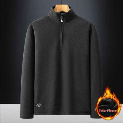 Men's Fleece Hooded Sweatshirt Stand Collar Solid Color Warm Jacket