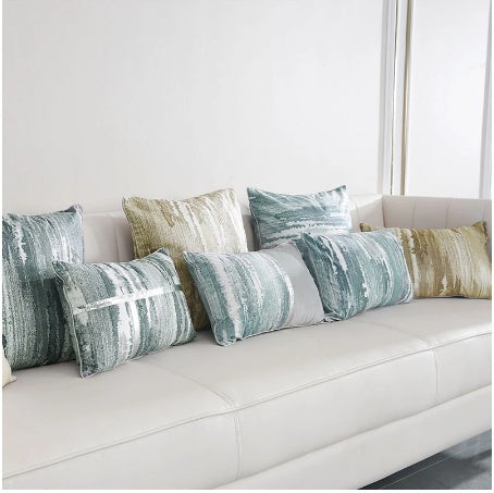 Light Luxury Sofa Cushion Living Room Nordic Velvet Printing Pillow Simple Modern Model Room Pillow Pillowcase