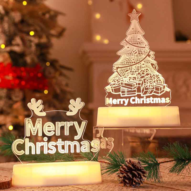 Christmas 3D Acrylic LED Night Light - Decorative Lamp Holiday Gift for Kids & Home - DropOnline.co
