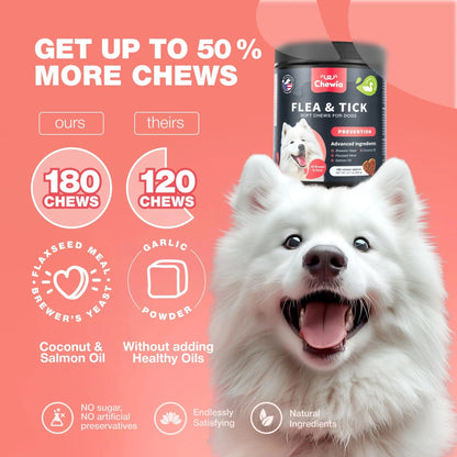 Dog Flea And Tick Treatment Chews FleaTick Prevention For Dogs Chewables Natural Dog Flea & Tick Control Soft Treats Immune Support Supplement - DropOnline.co