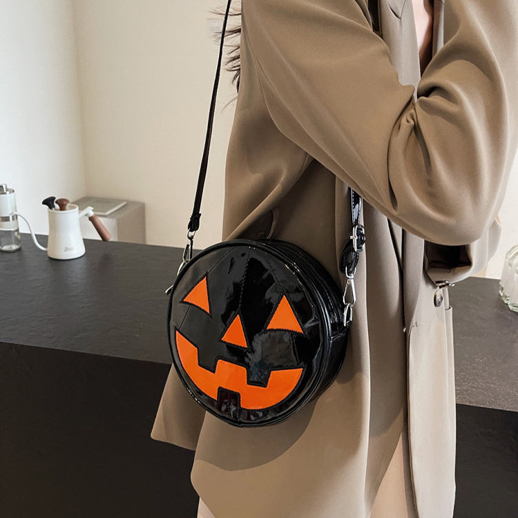 Halloween Pumpkin Round Bag - Cute Creative Crossbody Messenger Bag