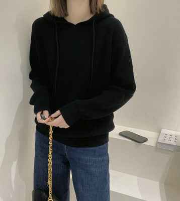 Casual And Versatile Women's Cashmere Hooded Knit Sweater