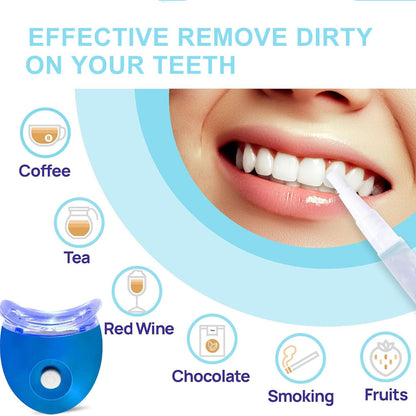 Teeth Profession Kit - 5X LED Light Tooth With 3pcs Pens,1 Desensitization Pen,1 Mouth Trays Restores Your White Smile,pefect Gift For Girlfriend - DropOnline.co