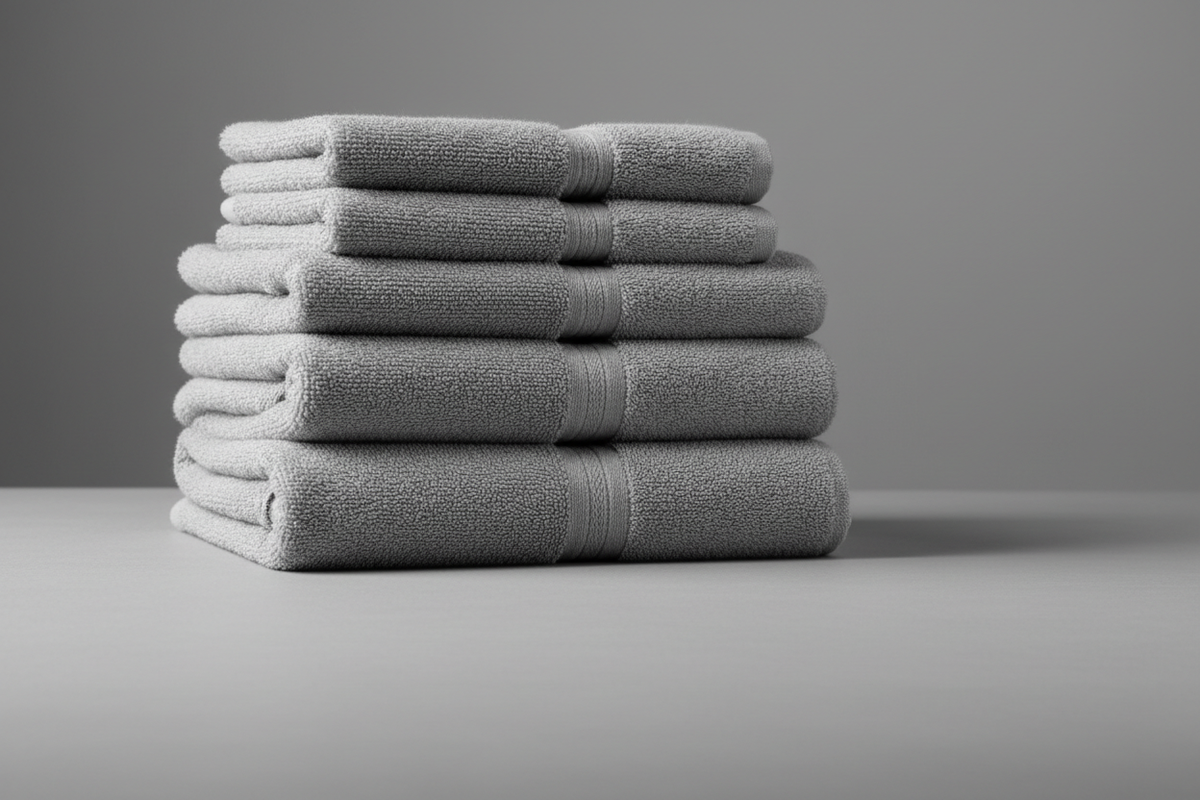 Ash Grey Towels on Ash Grey Background