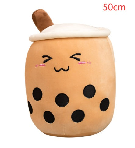 Boba Tea Plush Toy - Cute Strawberry Milk Tea Stuffed Animal Pillow Cushion for Kids