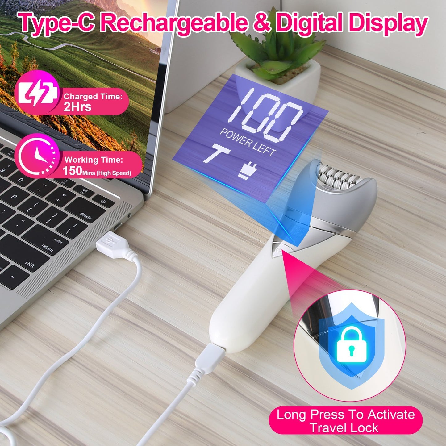 7 In 1 Electric Razor For Women Lady Hair Removal Epilators For Leg Face Arm Bikini Armpit Public Hairs IPX6 Wet And Dry Use Cordless Rechargeable Whole Body Trimmer And Shaver Kit