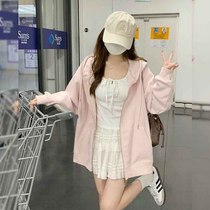 Hooded Loose All-matching Zipper Cardigan Sweater