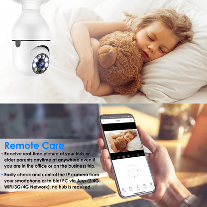 1Pc E27 WiFi Bulb Camera 1080P FHD WiFi IP Pan Tilt Security Surveillance Camera With Two-Way Audio Night Vision Motion Detection Function APP Control - DropOnline.co