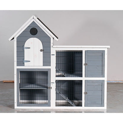 Large Outdoor Chicken Coop Cage Weatherproof 2-Story Chicken Coop  Rabbit Hutch, Wooden Indoor Outdoor Pet House With No-Leak Tray, Waterproof Roof  Pull-Out Tray 50.98 Lx 48.23 H, Grey, Blue - DropOnline.co