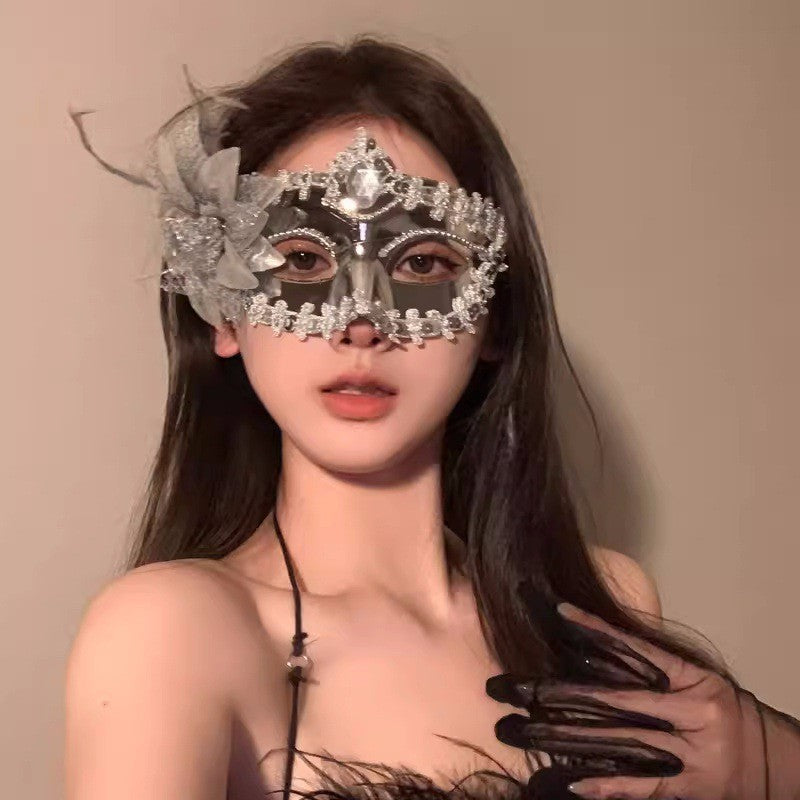 Halloween Half Face Mask - Werewolf White Design