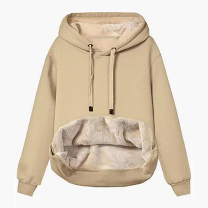 Autumn And Winter Warm Lamb Fleece Pocket Hooded Sports Sweatshirt Jacket For Women - DropOnline.co
