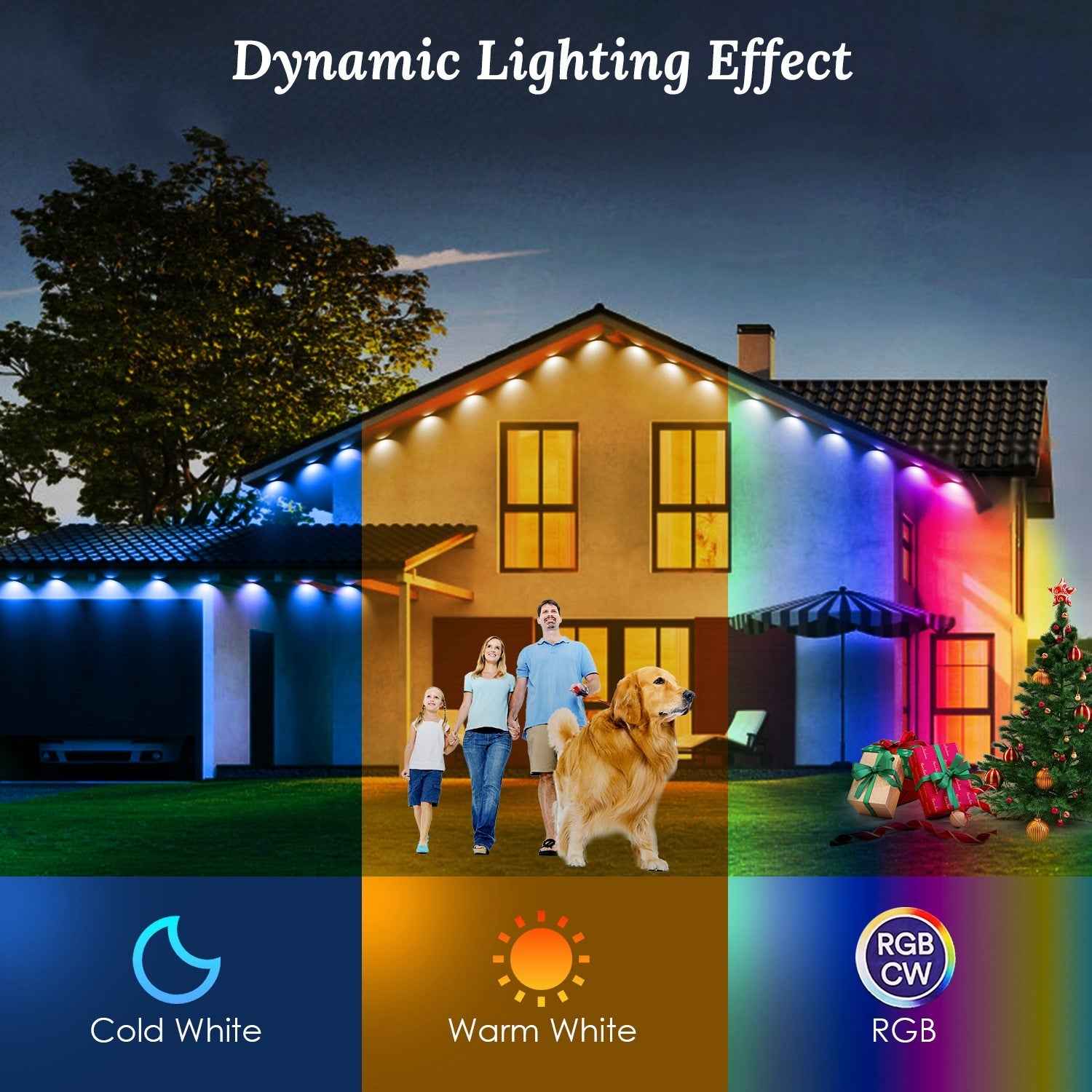 101FT Permanent Outdoor Lights - 72Pcs RGB Beads IP67 Waterproof Smart Eave Light - DropOnline.co
