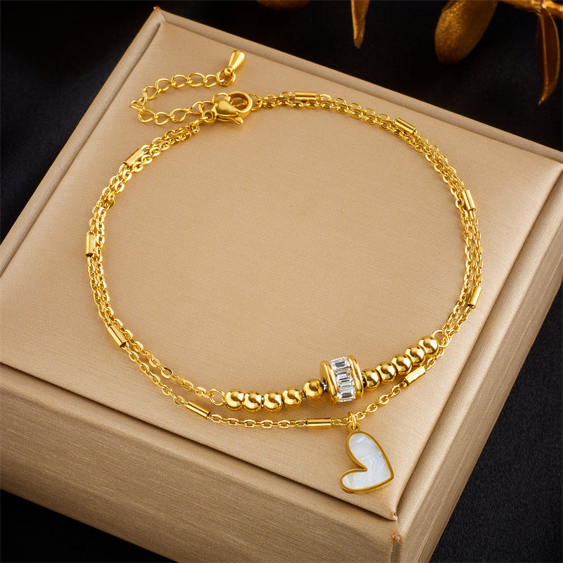 Pearl Star Anklet - Double Layer Titanium Steel Design