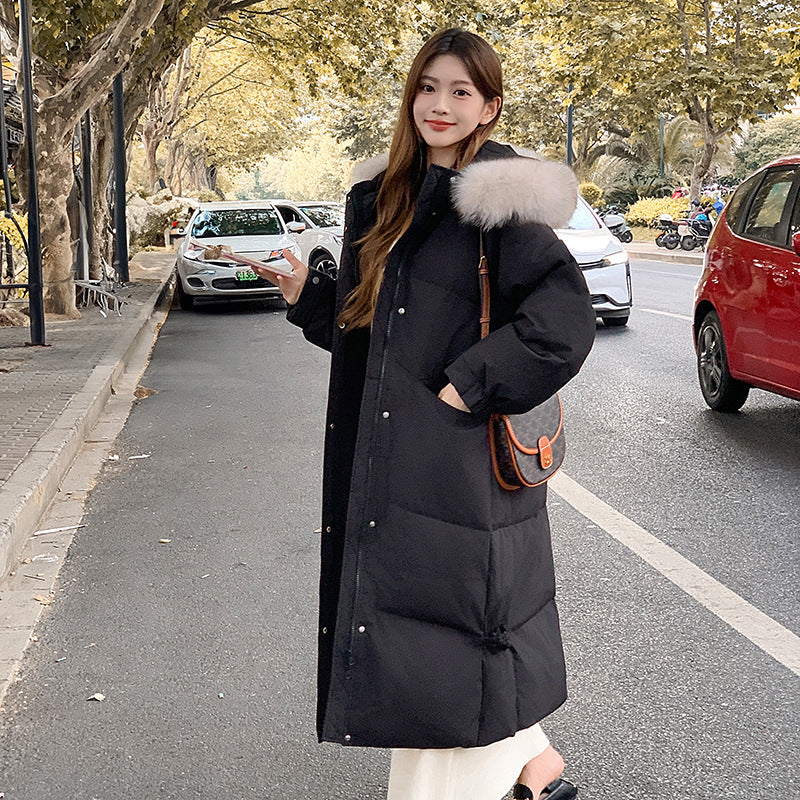 Women's Long Cotton-Padded Jacket - Knee-Length Winter Coat