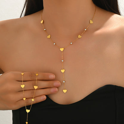 Lxalry 18K Gold Plated Rhinestone Necklace  Recycled Stainless Steel Modern Minimalist Jewelry Hypoallergenic  Ocean Safe Gift For Women Wife Mom Everyday Glam With Golden Hour Glow - DropOnline.co