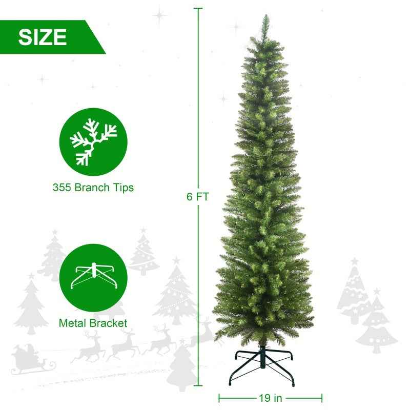 PVC Pencil Christmas Tree - 5ft-7ft Slim Green Design