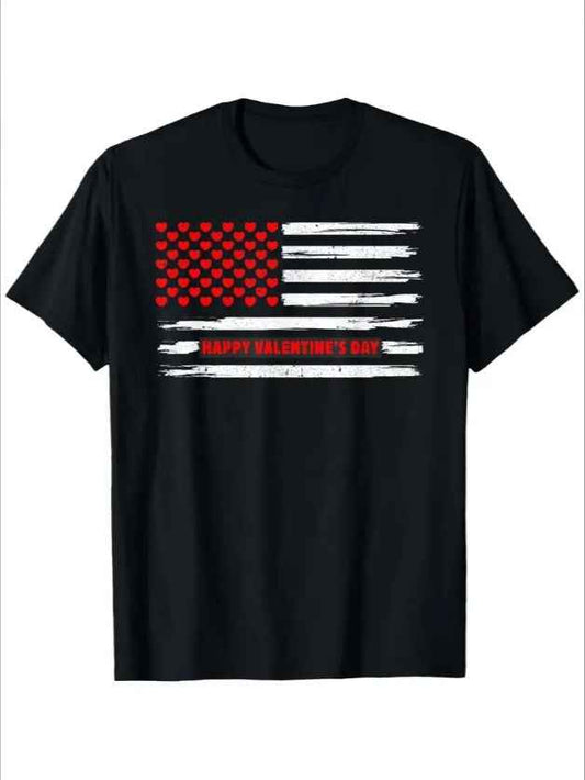 Love Valentine's Day Couple T-Shirt - Fashion Casual Christmas Short Sleeve Tee