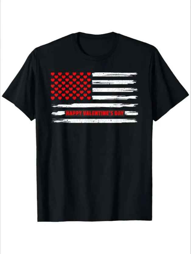 Love Valentine's Day Couple T-Shirt - Fashion Casual Christmas Short Sleeve Tee