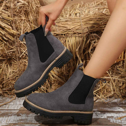 Frosted Mid-ankle Chelsea Bootsstylish, Casual, And Versatile Women's Boots