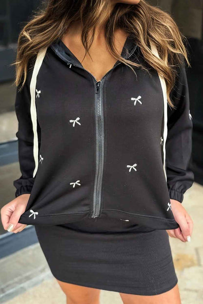Women's Casual Printed Zip-up Hooded Jacket