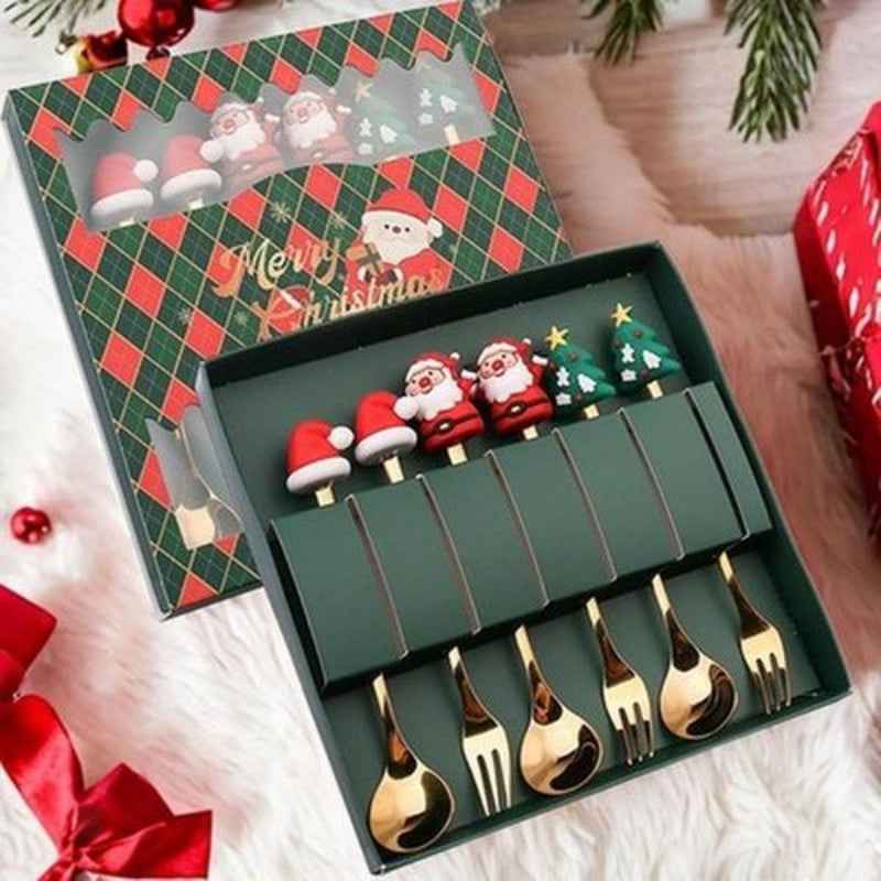 Six-piece Flatware Mixing Spoon Style Cutlery Set - Holiday Dining - DropOnline.co