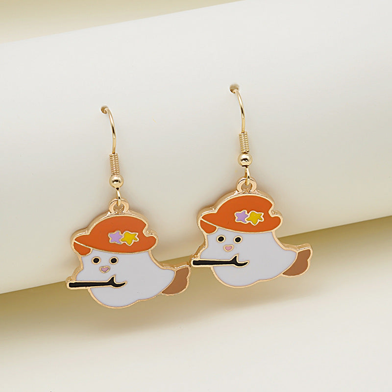 Halloween Pumpkin Earrings - Cute Spooky Oil Drop Alloy Jewelry