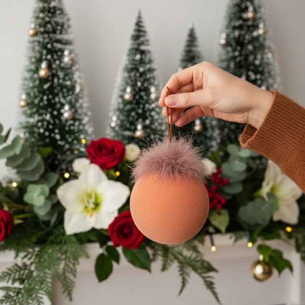 4PCS Glass Christmas Ball Ornaments - Brown Shiny Holiday Tree Decorations (4.7 inch) - DropOnline.co