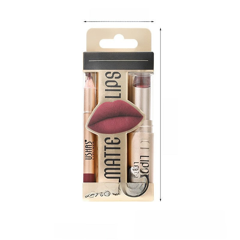Long-Lasting Matte Lipstick & Lip Liner Set - Waterproof Non-Transfer 12 Color Collection