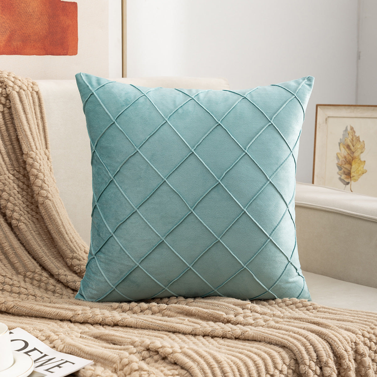 Luxurious Velvet Plaid Pillowcase - Premium Decorative Cushion Cover