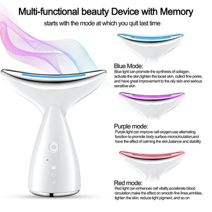 Face And Neck Tightening Device, Firm And Tightens Sagging Skin Face Neck Massager, Beauty Facial Massager For Women And Men - White - DropOnline.co