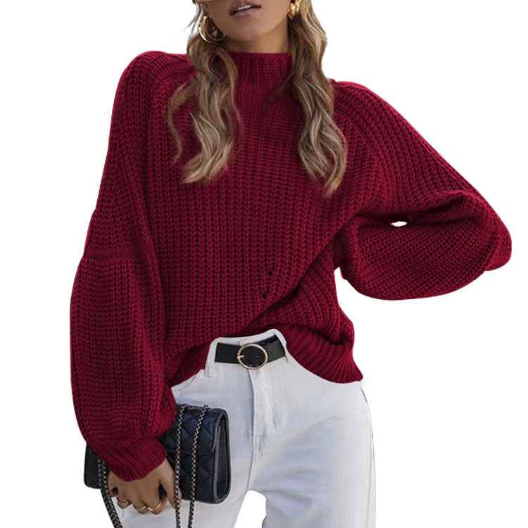 Autumn And Winter New Loose Half-high Collar Sweater