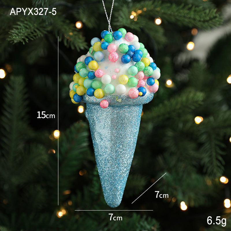 Creative Foam Ice Cream & Mushroom Christmas Tree Ornaments - Pastoral Style Pendants