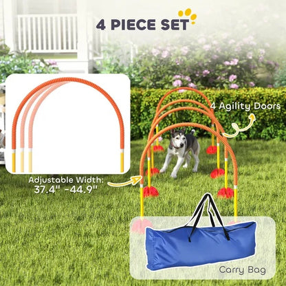 4 Piece Dog Agility Course Backyard Set , Carry Bag - DropOnline.co