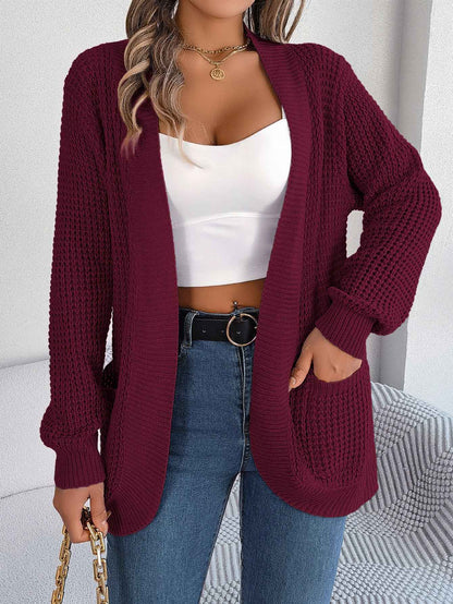 Women Casual Pocket Long Sleeve Knit Cardigan Sweater