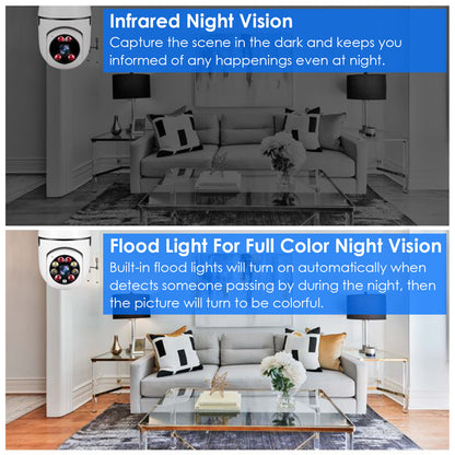 1Pc E27 WiFi Bulb Camera 1080P FHD WiFi IP Pan Tilt Security Surveillance Camera With Two-Way Audio Night Vision Motion Detection Function APP Control - DropOnline.co