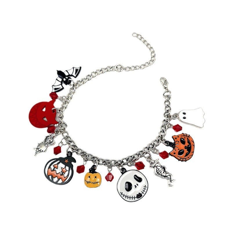 Halloween Bracelet - Pumpkin Skull Ghost Charm Jewelry