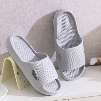Solid Color Thick Bottom Home Slippers Summer Non-slip Floor Bathroom Slipper Women Men Couples Shoes - DropOnline.co