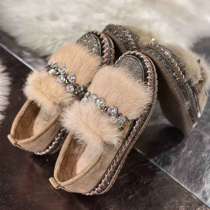 Fashion Bow Rhinestone Plus Size Women's Casual Shoes