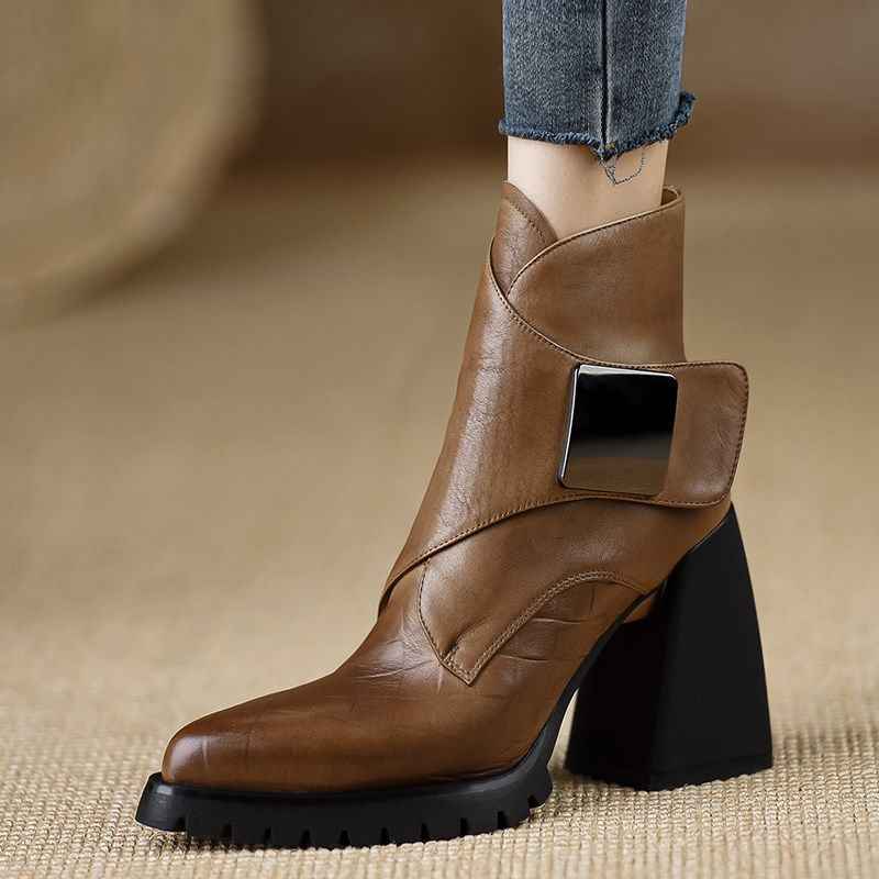 Retro Soft Sole Chunky Heel Ankle Boots For Women