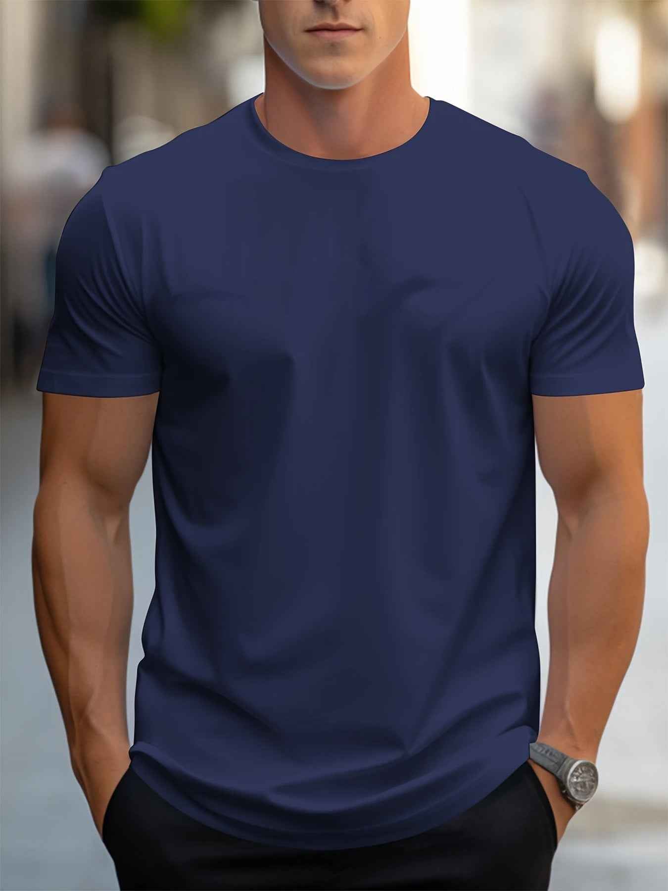 Men's Quick-Drying Breathable Sports T-Shirt - Round Neck Short Sleeve Athletic Tee